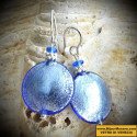 Comete bleu marine - boucles d'oreilles bleues bijoux en veritable verre de murano de venise
