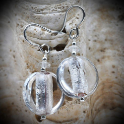 Transparent Silver Murano Glass Earrings