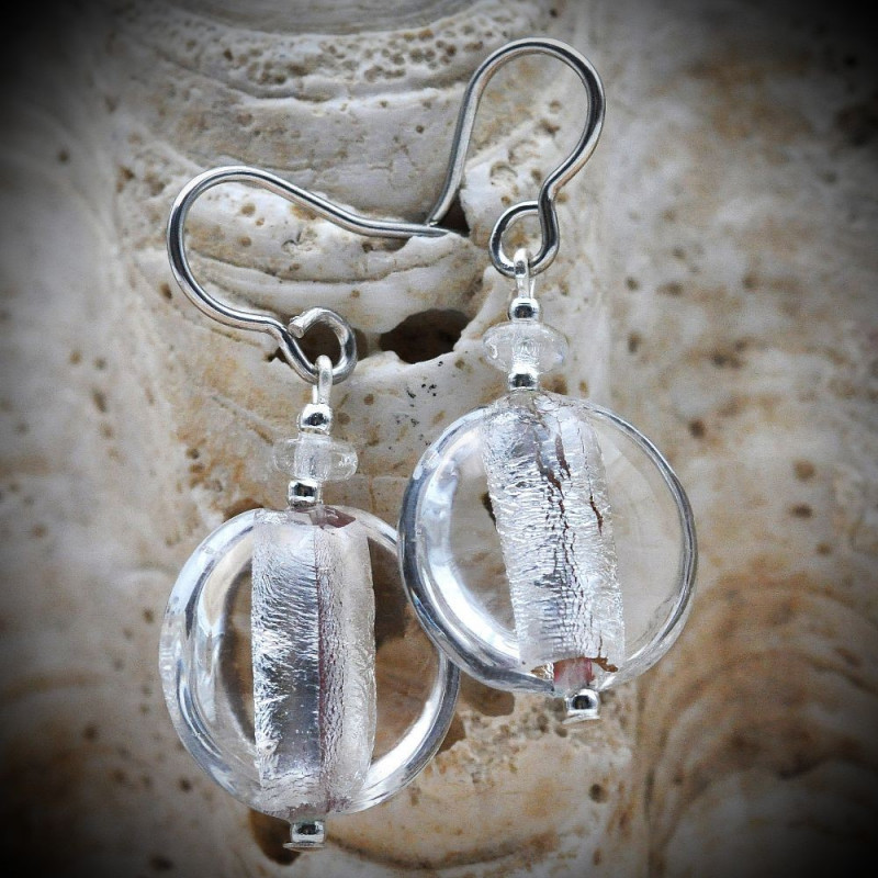Transparent Silver Murano Glass Earrings Transparent Silver Murano Glass Earrings