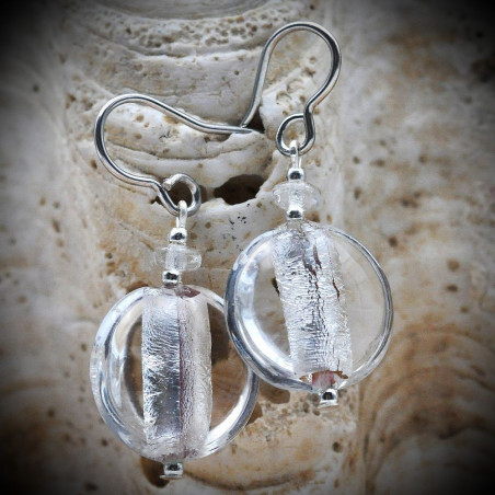 Transparent Silver Murano Glass Earrings