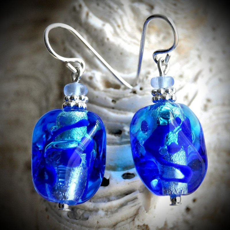 Blue Murano Glass Earrings Blue Murano Glass Earrings