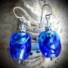 Sasso two-tone green earrings, murano glass green and blue