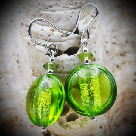 Green Murano Glass Earrings