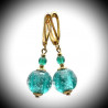 Fizzy blue turquoise - earrings earrings blue jewelry in genuine murano glass from venice