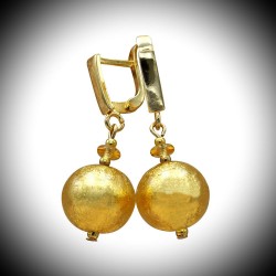 Pallone d'oro - orecchini orecchini in oro gioielli in autentico vetro di murano di venezia