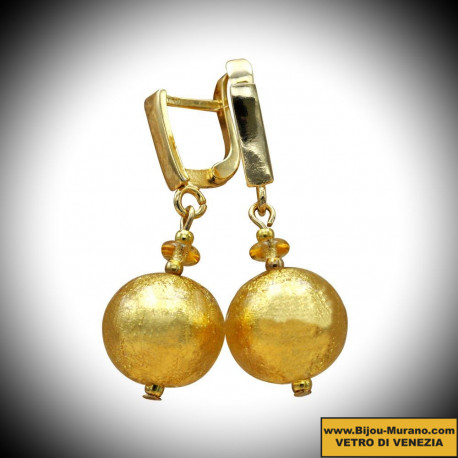 Pallone d'oro - orecchini orecchini in oro gioielli in autentico vetro di murano di venezia