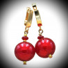 Red ball - earrings red chaise-longue jewellery genuine murano glass of venice