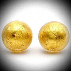 Earrings buttons gold jewellery genuine murano glass
