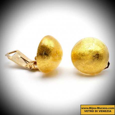 Orecchini bottoni gioielli in ambra autentico vetro di murano