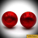 Boucles d'oreilles boutons rouge bijoux en veritable verre de murano