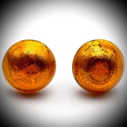 Boucles d'oreilles boutons ambre bijoux en veritable verre de murano