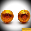 Earrings buttons amber jewellery genuine murano glass