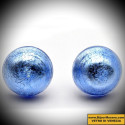 Boucles d'oreilles boutons bleu bijoux en veritable verre de murano