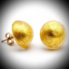 Gold Button Earrings Genuine Murano Glass Jewelry