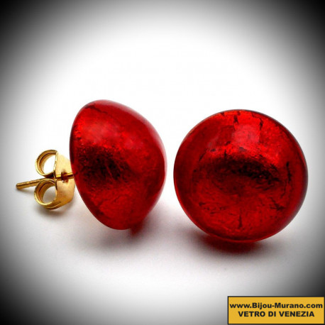 Boucles d'oreilles boutons ambre bijoux en veritable verre de murano