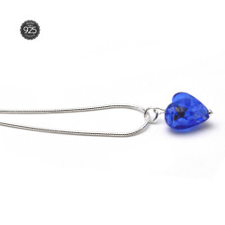 Pendentif coeur bleu marine micro en verre de murano