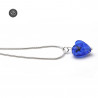 Pendentif coeur bleu marine micro en verre de murano