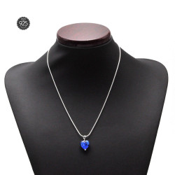Pendentif coeur bleu marine micro en verre de murano