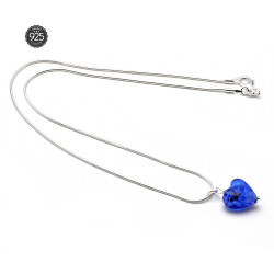 Pendentif coeur bleu marine micro en verre de murano