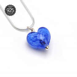 Pendentif coeur bleu marine micro en verre de murano
