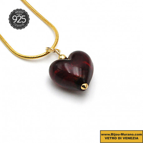 Red micro heart pendant made of murano glass