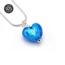 Pendant heart sky blue micro murano glass heart