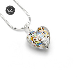 Pendant heart micro silver multicoloured murano glass