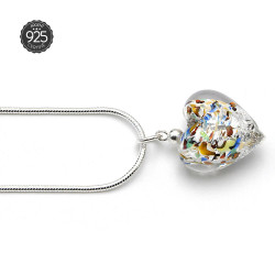 Ciondolo cuore micro argento multicolore vetro di murano