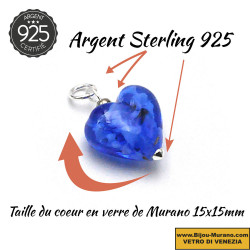 Navy blue micro heart pendant made of murano glass