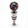 Green millefiori round stopper for murano glass bottles