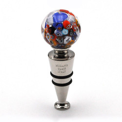 Round millefiori blue lapis lazuli bottle stopper in murano glass