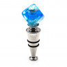 Murano glass blue and silver cube bottle cap