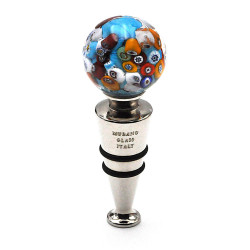 Round millefiori turquoise bottle stopper in murano glass