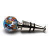 Round millefiori turquoise bottle stopper in murano glass