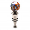 White millefiori round bottle stopper in murano glass