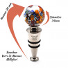 White millefiori round bottle stopper in murano glass