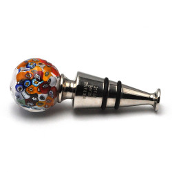 White millefiori round bottle stopper in murano glass