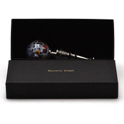 White millefiori round bottle stopper in murano glass