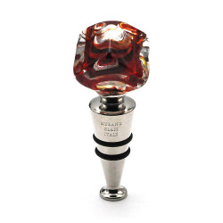 Red and silver murano glass cube bottle stopper