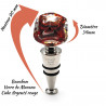 Red and silver murano glass cube bottle stopper