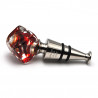 Red and silver murano glass cube bottle stopper