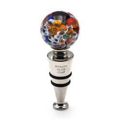 Black millefiori round bottle stopper in murano glass