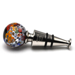 Black millefiori round bottle stopper in murano glass