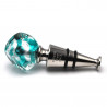 Turquoise blue and silver cube bottle stopper in murano glass