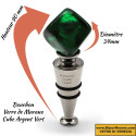 Green and silver cube bottle stopper in murano glass