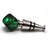 Green and silver cube bottle stopper in murano glass