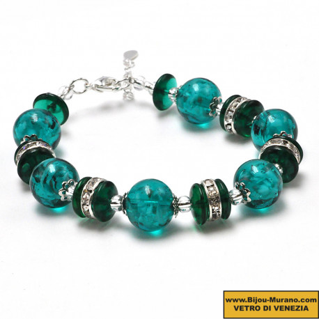 Armband grünes emerald aus echtem murano-venedig-glas