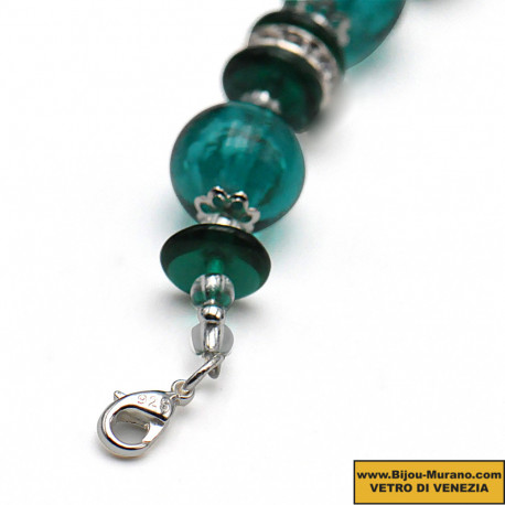 Bracelet vert emeraude en veritable verre de murano venise