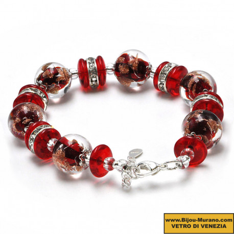 Red bracelet in real murano venice glass