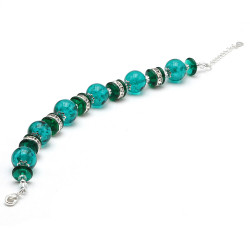 Bracelet vert emeraude en veritable verre de murano venise